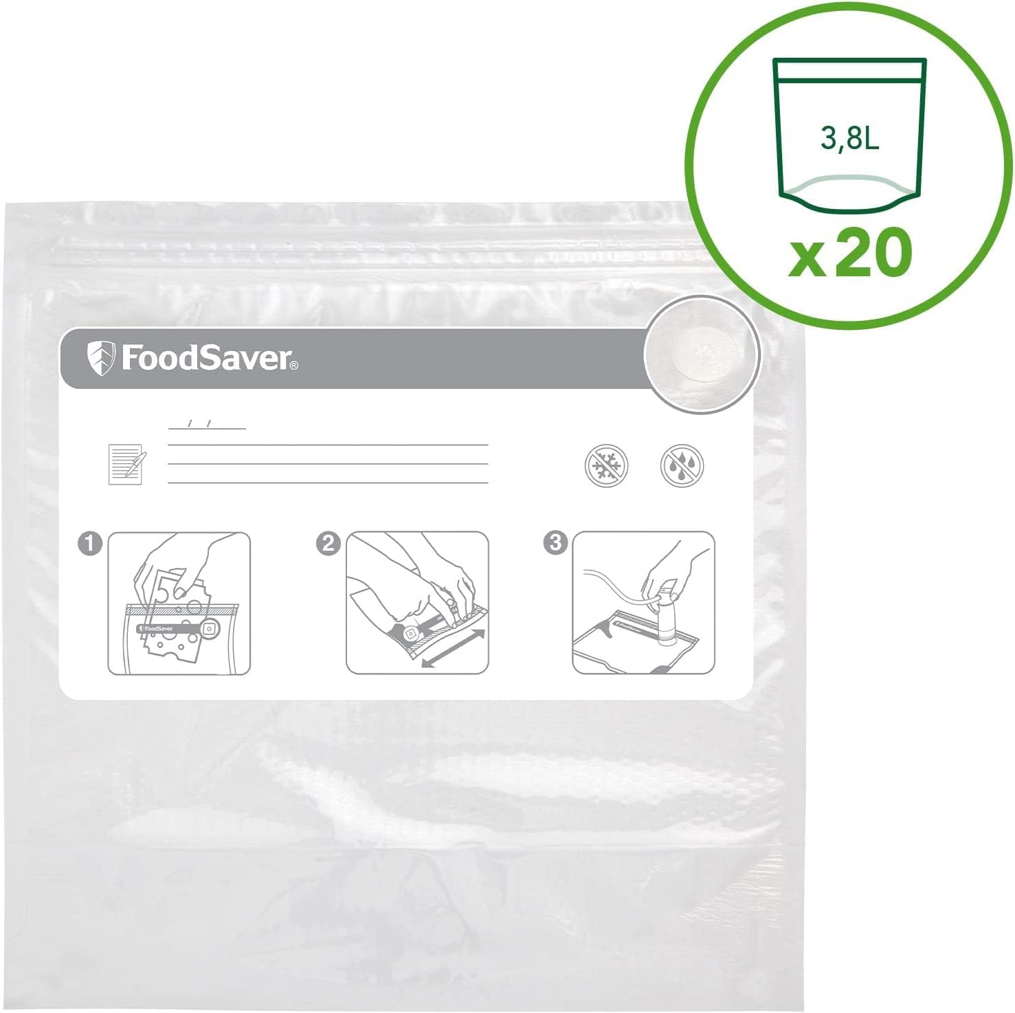 FoodSaver Elite All-in-One Vakuumiergerät für Flüssigkeiten und mehr | Lebensmittel bis zu 5x frischer* | Flüssigkeitsvakuumierung | 1 Rolle (28 x 244 cm) und 4 Vakuumbeutel (3,78 l & 3,78 l)