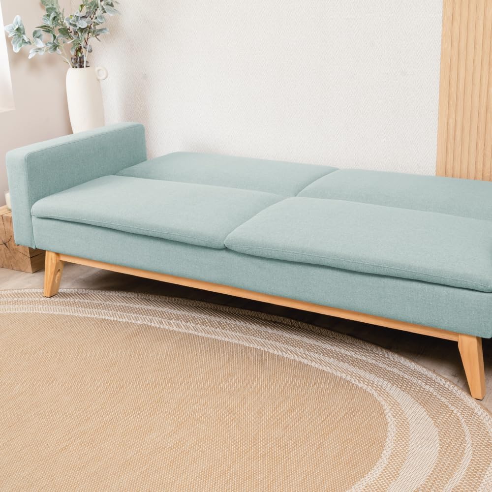 Don Descanso Reine 3-Sitzer-Schlafsofa, Stoffbezug, Click-Clack-Öffnungssystem, Sofa-Maße: 201 x 73 x 79 cm, Bett-Maße: 201 x 99 x 42 cm, inklusive 2 Kissen, Hellgrau