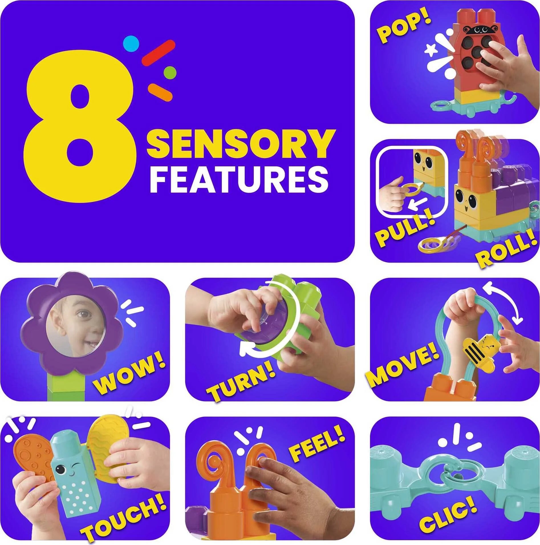 MEGA BLOKS Fisher-Price Move n Groove Caterpillar sanseklodser (24 dele) til småbørn