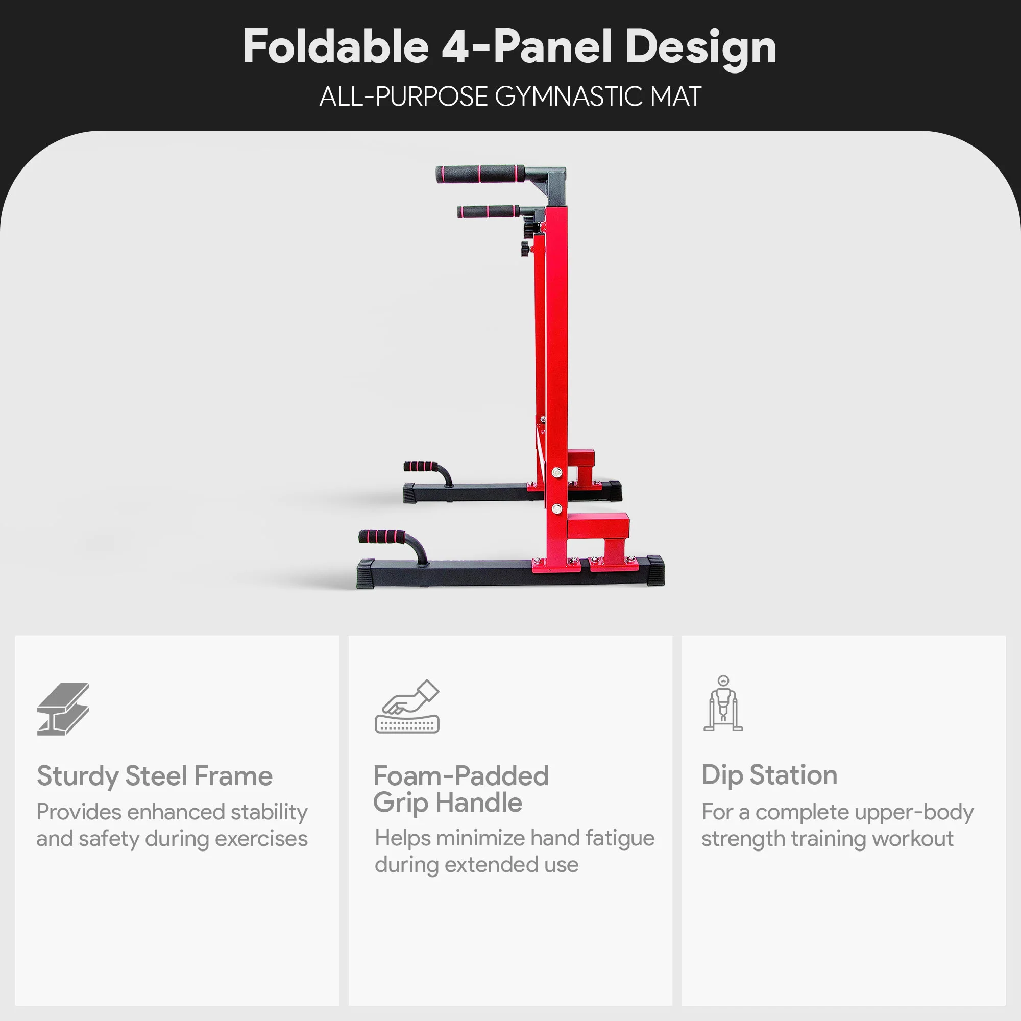 2025 BalanceFrom multifunktionel dipstation til hjemmegym. Kapacitet: 500 lb. Rød