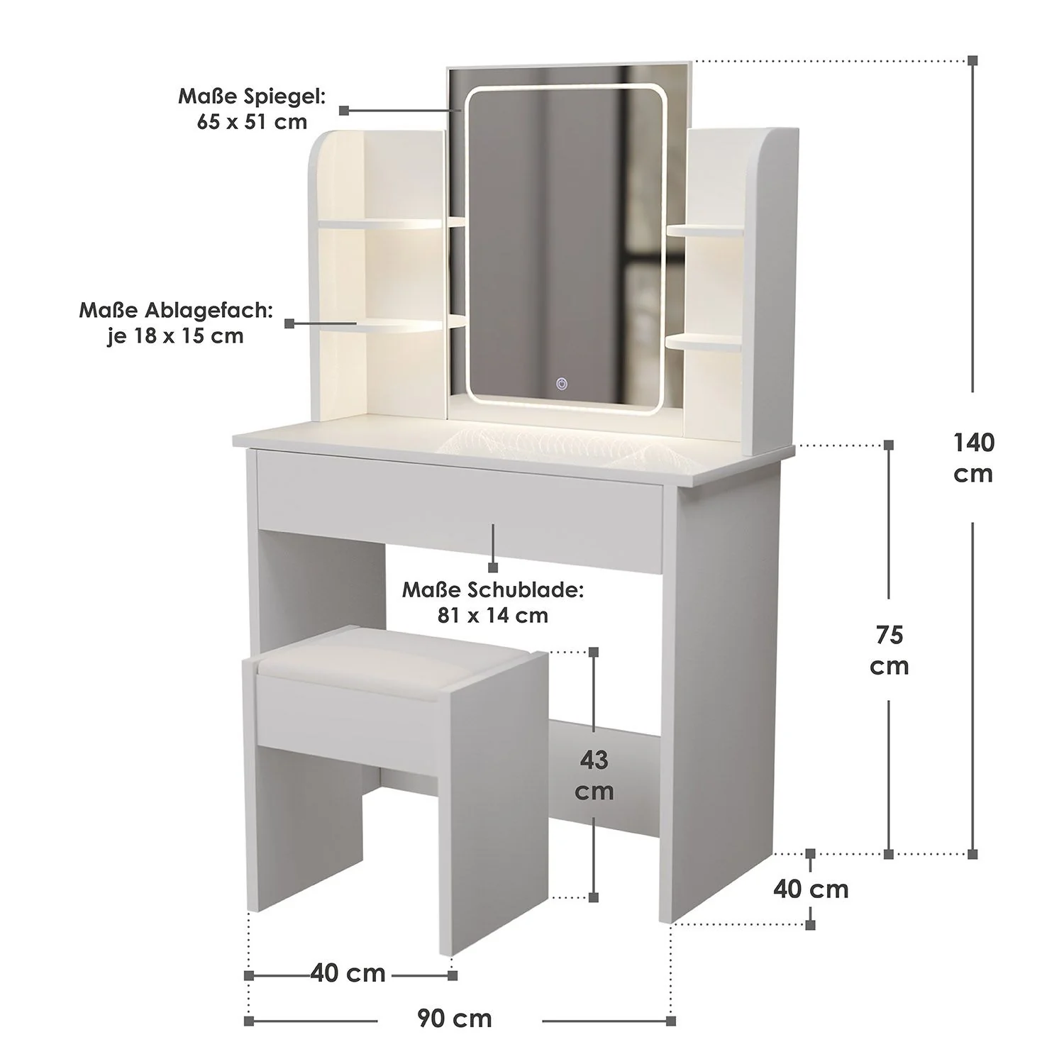 Zoey Schminktisch 2025 mit Melly Hocker