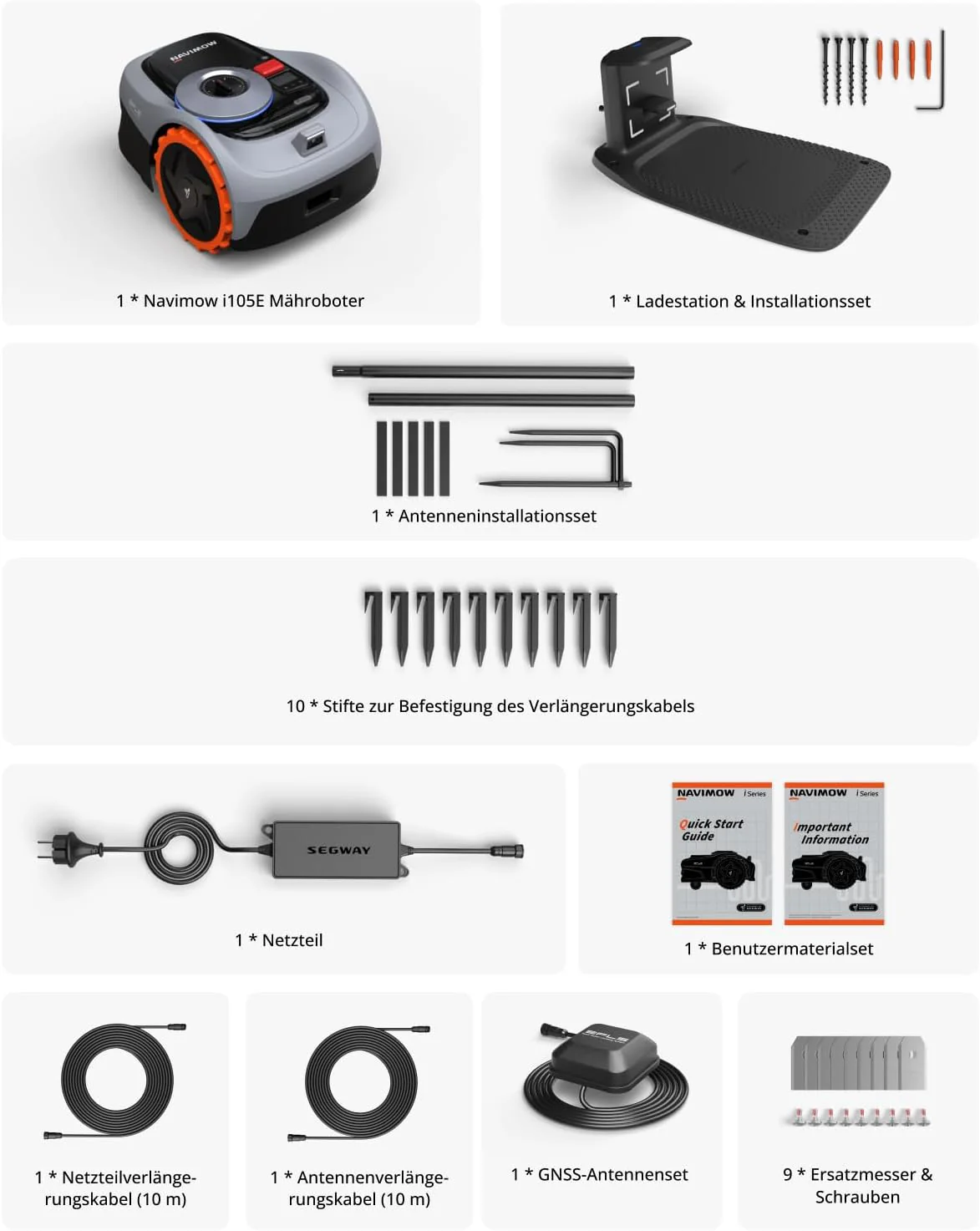 Navimow i105E Mähroboter (Modelljahr 2025) ohne Begrenzungskabel. Empfohlen für 500 m², maximal 600 m². Testsieger mit RTK+Vision-Technologie. Igelschutz. Automatische KI-Kartierung. Virtuelle Begrenzung. Mehrere Zonen.