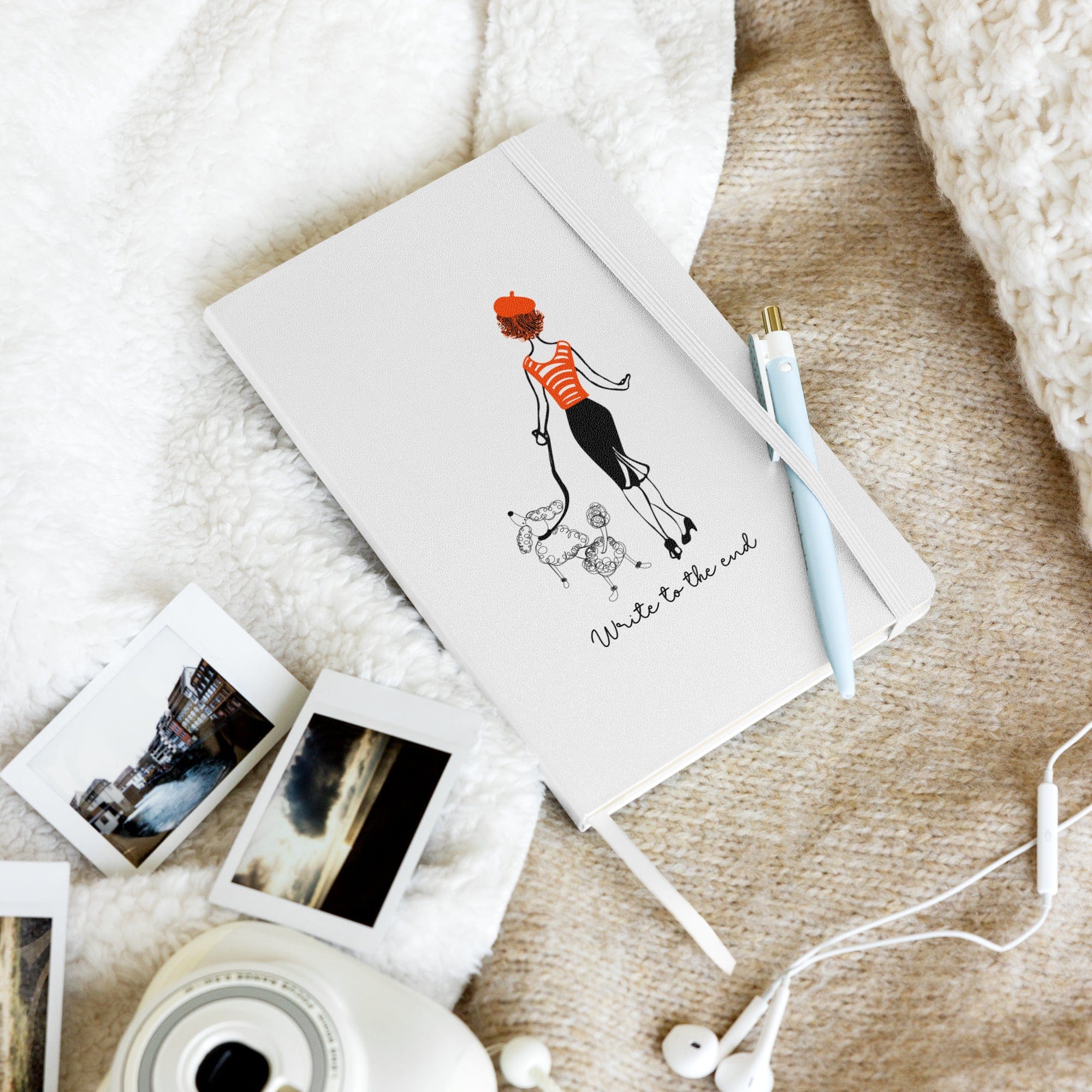Write to the End Woman and French Poodle Hardcover Bound Journal