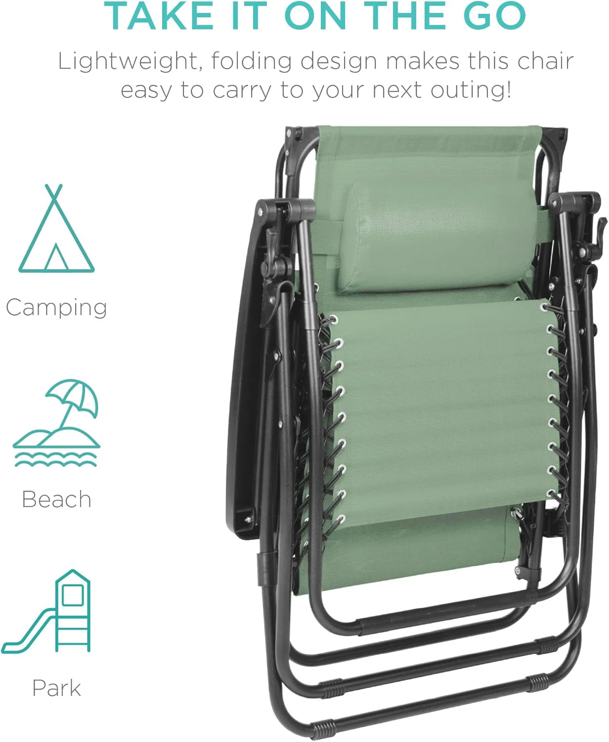 Bedste valg – Zero Gravity-lænestol til terrassen. Justerbar og foldbar udendørsstol med baldakin, nakkepude og sidebakke. Textilene – Påfugleblå