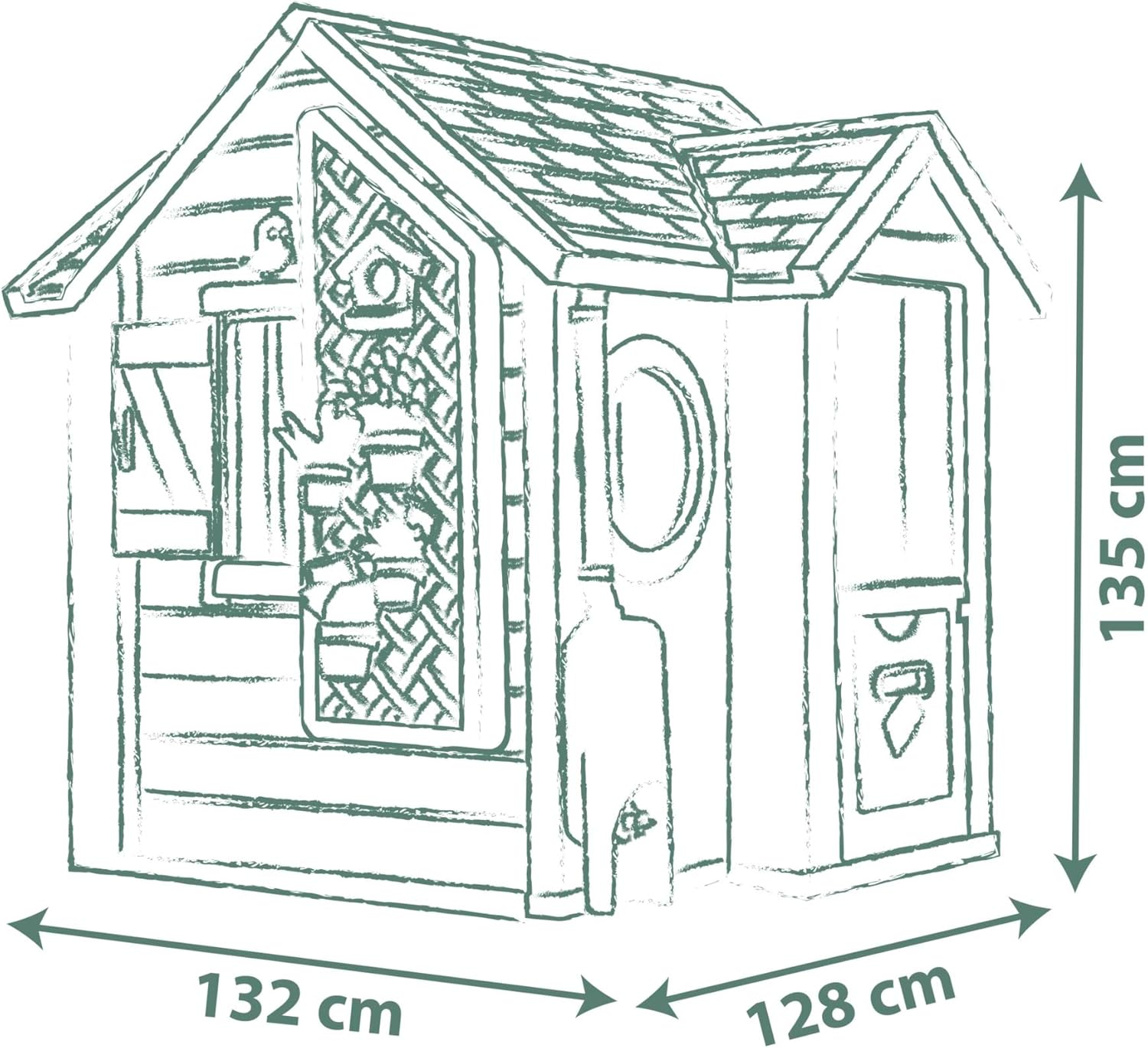 Smoby Life Gartenhaus – Kinder-Spielhaus zum Gärtnern – Inklusive Pflanzgefäß, Vogelfutterhaus, Werkzeug und Zubehör – UV-Schutz – Recyceltes Material – Ab 2 Jahren (7600810408)