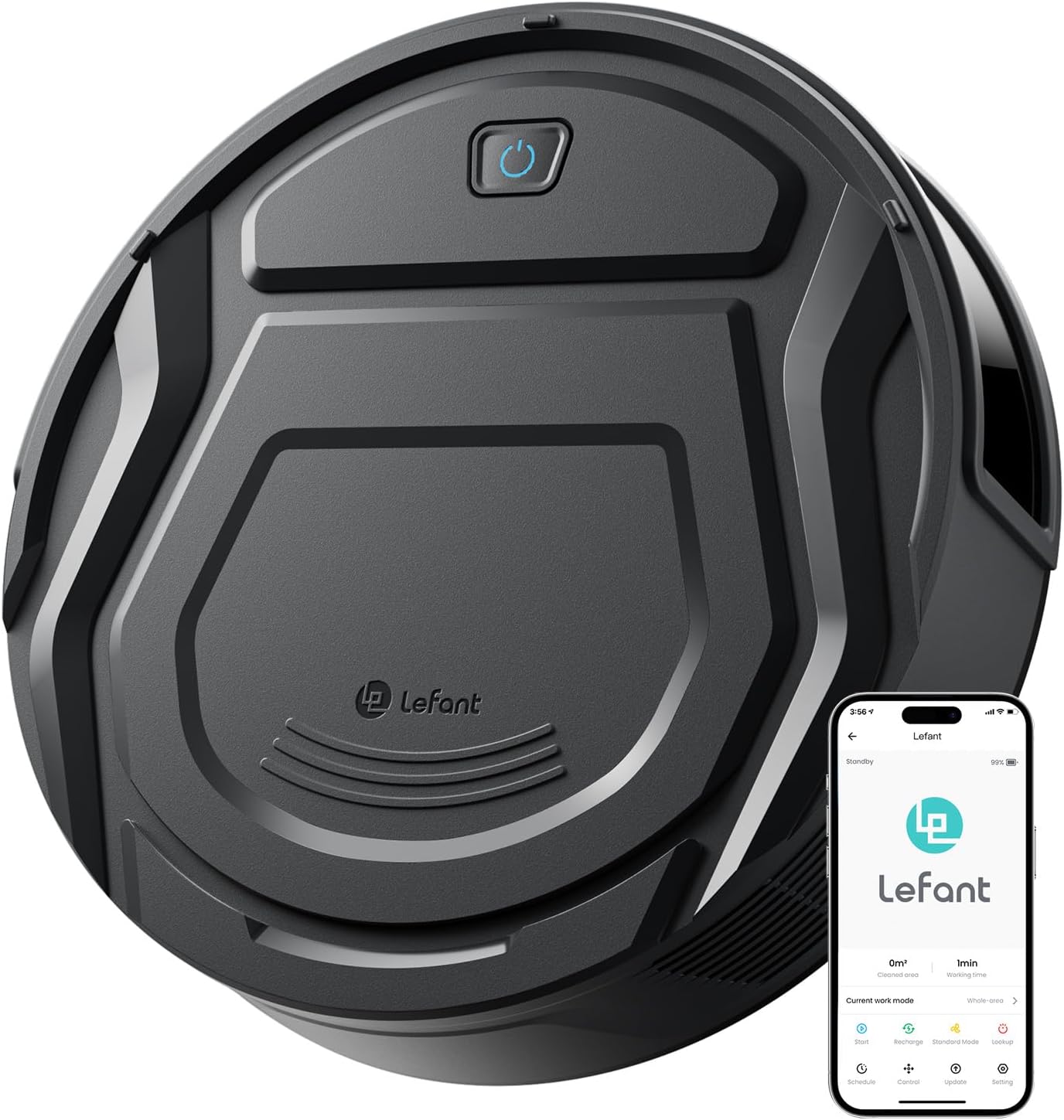 LEFANT M210 Pro robotstøvsuger, 2200Pa, 120 minutters autonomi, WiFi/app/Alexa, forbedret anti-kollisions- og anti-faldsensor, intelligent navigation, slank og stille, 6 rengøringstilstande