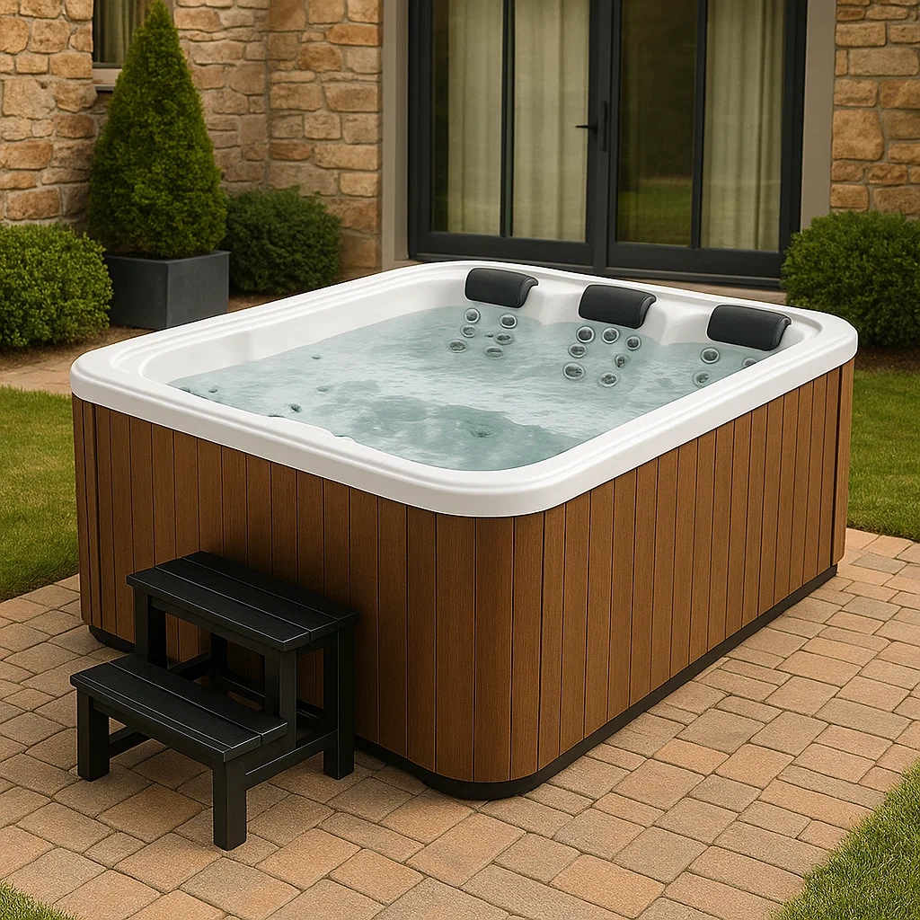 Spas rigides 190x150x80 cm, 3 personnes, carré, marron clair/blanc VHgFHRJ388rg