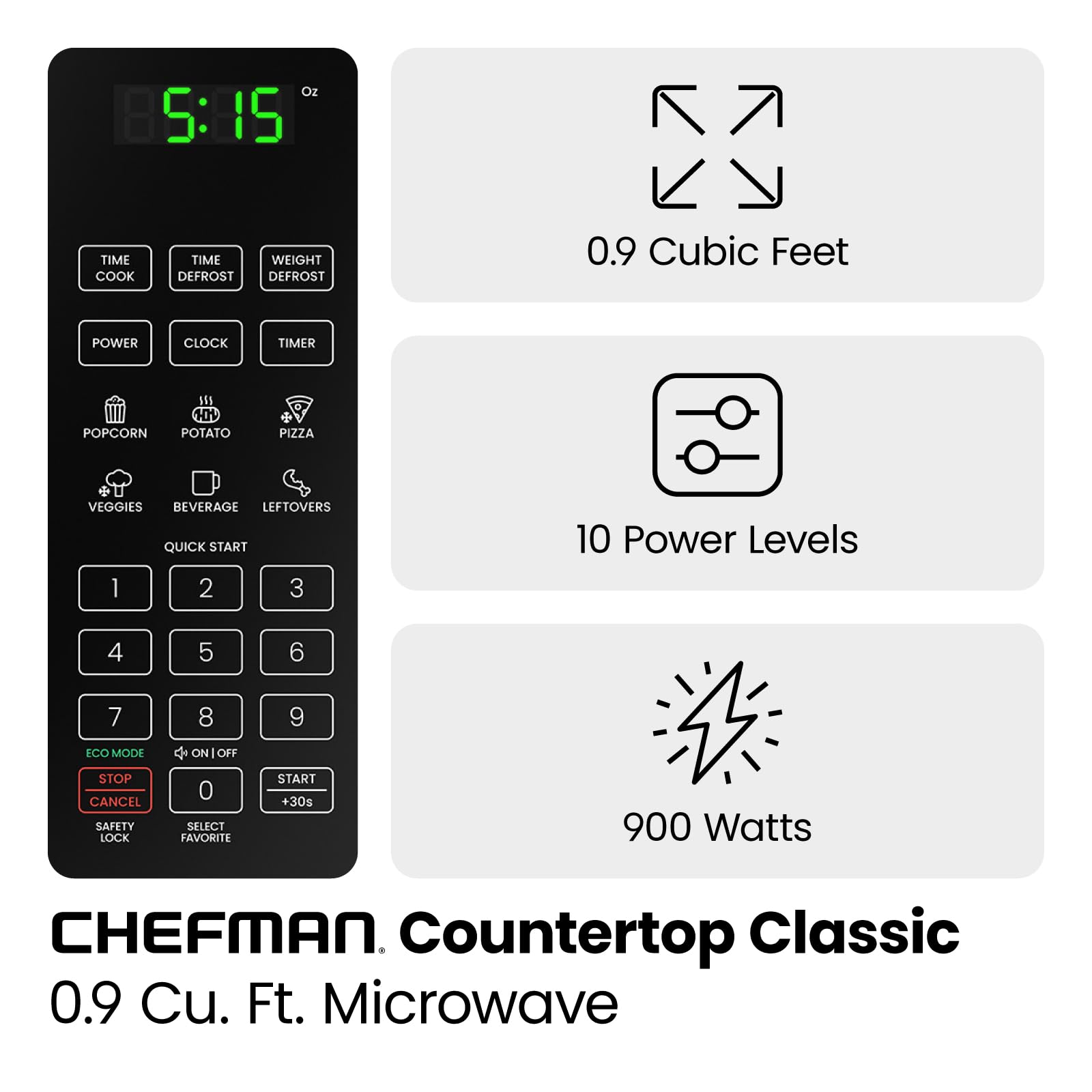 Micro-ondes de comptoir en acier inoxydable Chefman Essentials 2025