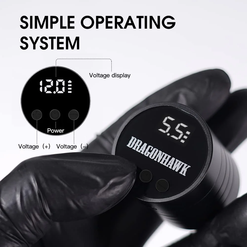 Dragonhawk S6 Pro Tattoo-Stift mit kabellosem Akku-Set