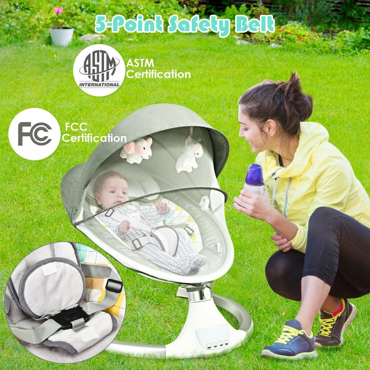 Luxuriöse automatische Babyschaukel mit Schaukelstuhl und Babywippe