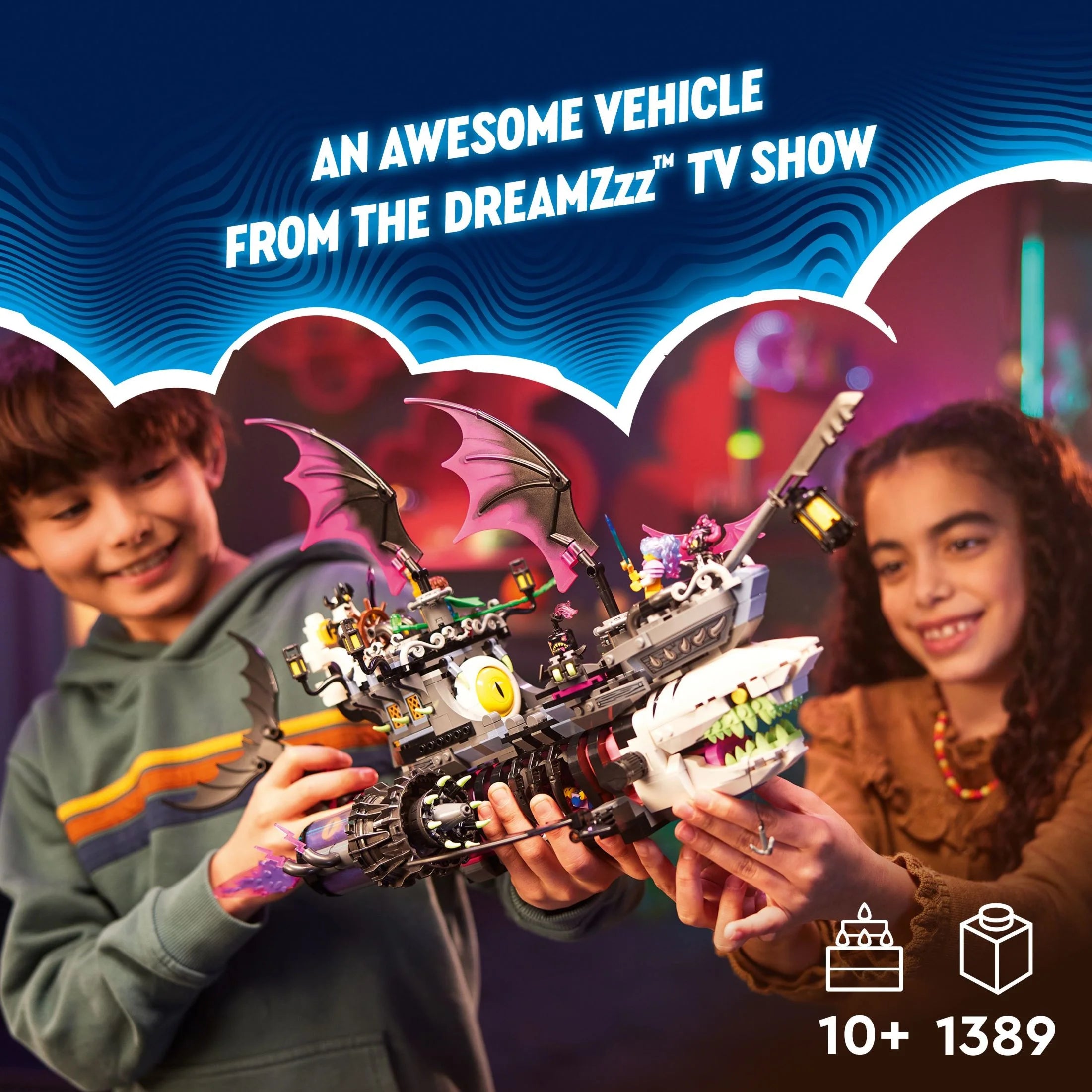 LEGO DREAMZzz Albtraum-Haifischschiff 71469: Baue das Set als fliegendes Piratenschiff oder Monstertruck. Enthält 4 Minifiguren und eine Haifischfigur. Geschenk für Kinder und Jugendliche ab 10 Jahren.