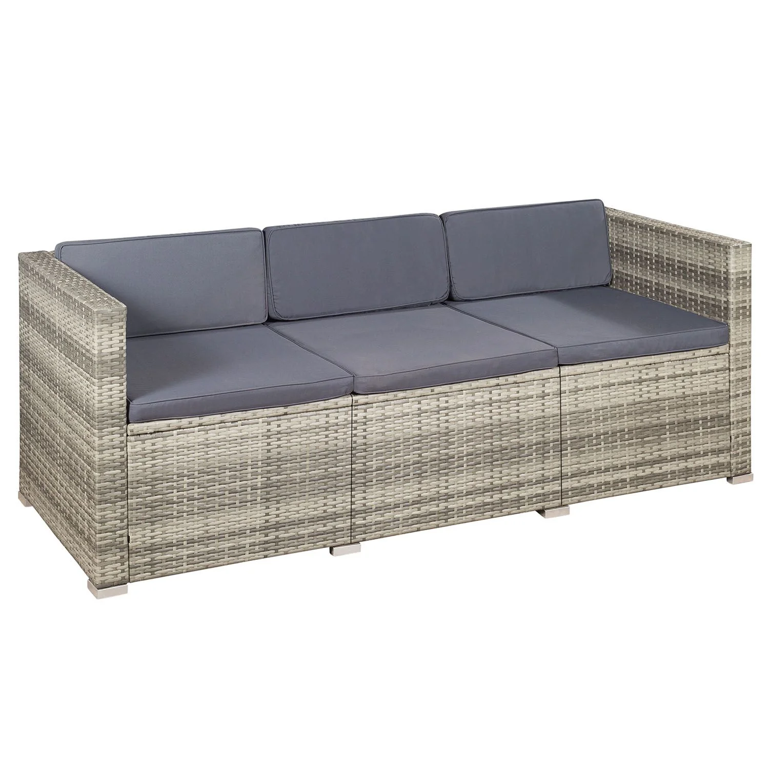 Ensemble de jardin en résine tressée Punta Cana M 2025, noir avec coussins gris