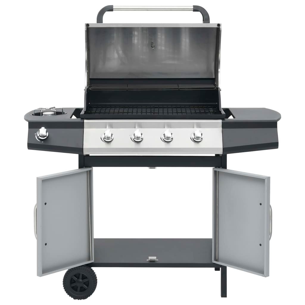 Vidaxl Gasgrill mit 4+1 Brennern, Schwarz und Silber