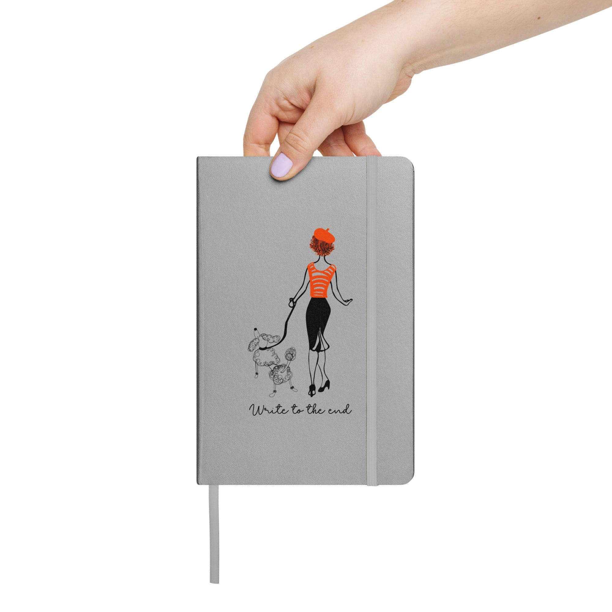 Write to the End Woman and French Poodle Hardcover Bound Journal