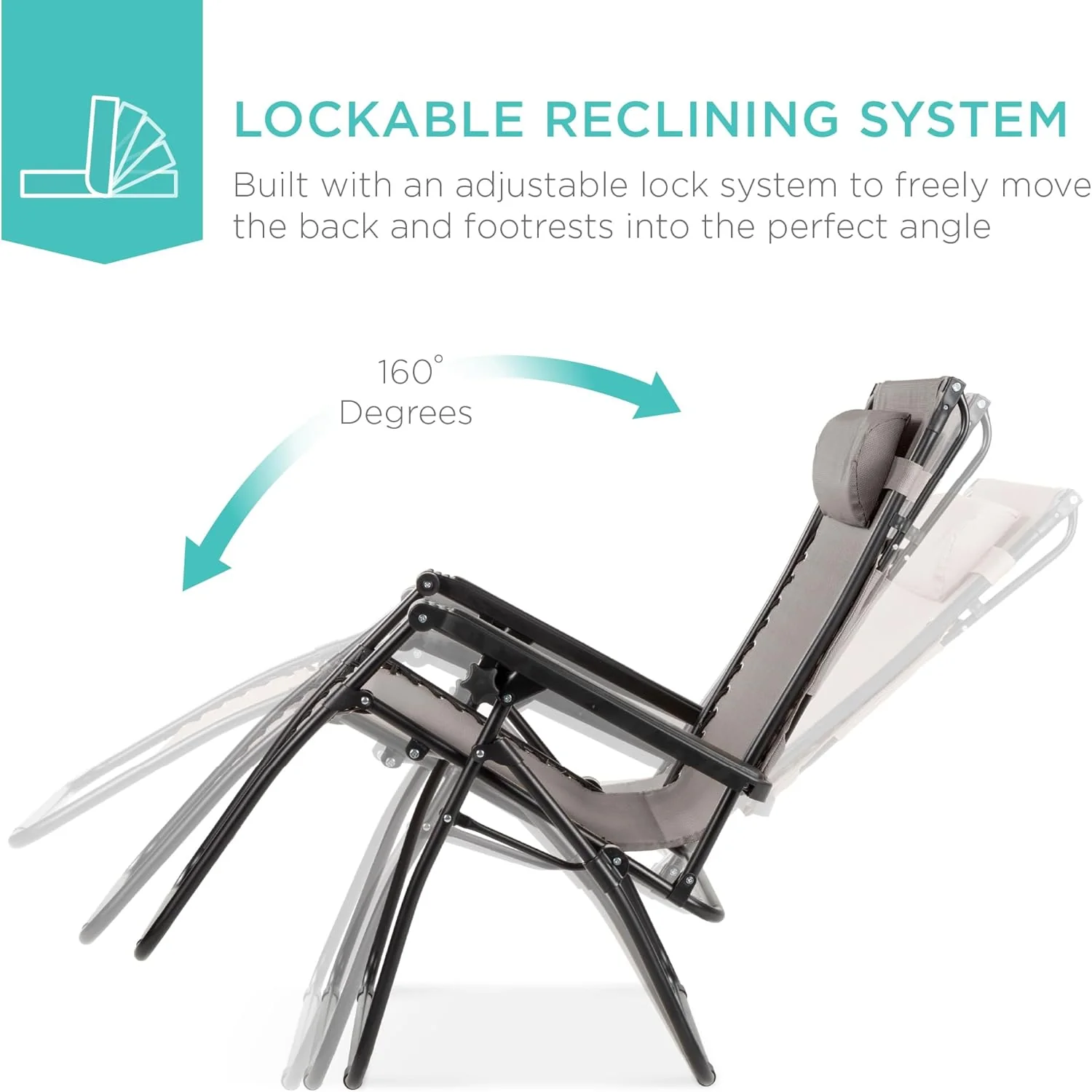 Bedste valg – Zero Gravity-lænestol til terrassen. Justerbar og foldbar udendørsstol med baldakin, nakkepude og sidebakke. Textilene – Påfugleblå