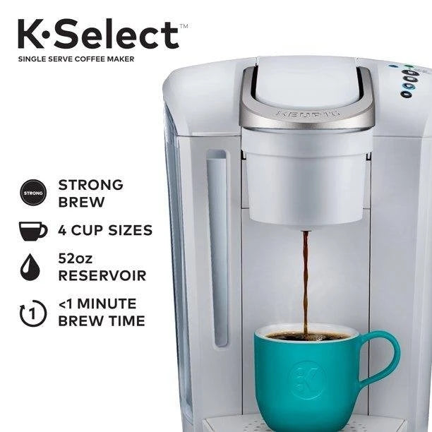 Keurig – K-Select kaffemaskine til én kop til K-Cup kapsler – Mat hvid