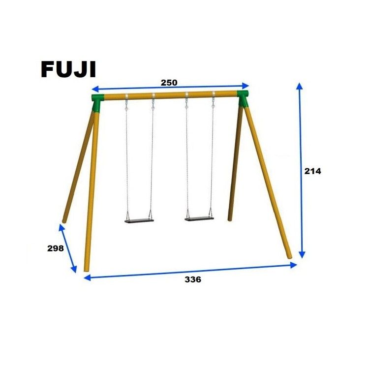 Masgames Fuji Runde Doppelschaukel für Erwachsene aus Holz (Gummi und Seile)