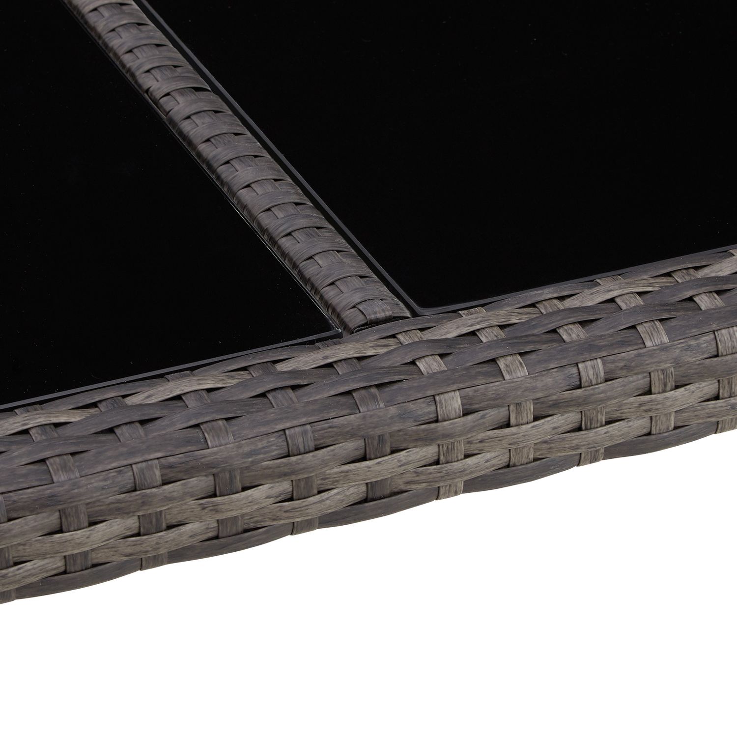 Rattan-Set 6+1 - Grau/Weiß