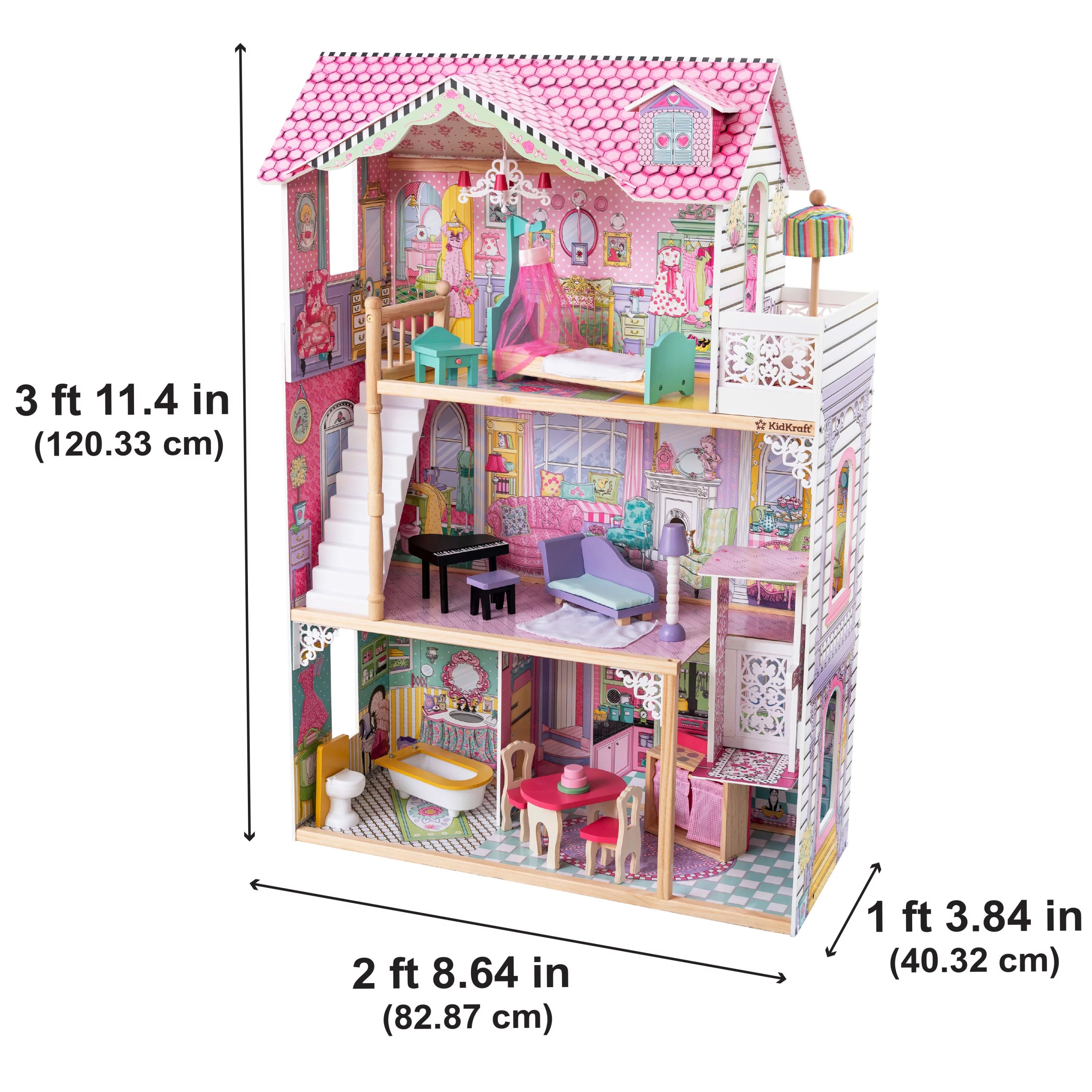 KidKraft Annabelle Holzpuppenhaus mit Aufzug, 17 Zubehörteilen