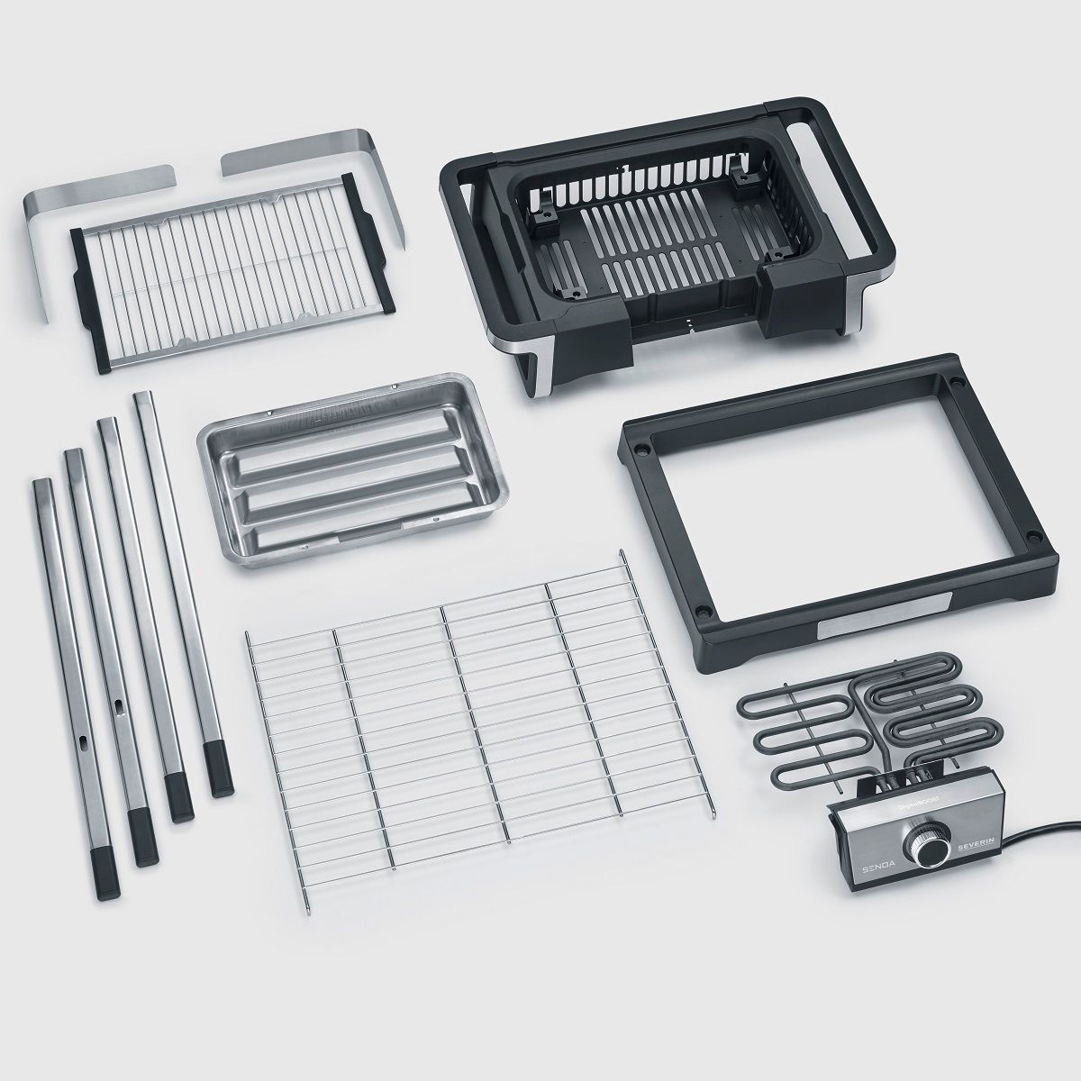 Elektrischer Grill mit digitalem OLED-Display Boost S und Beinen, Schwarz, Pg 8118 Severin