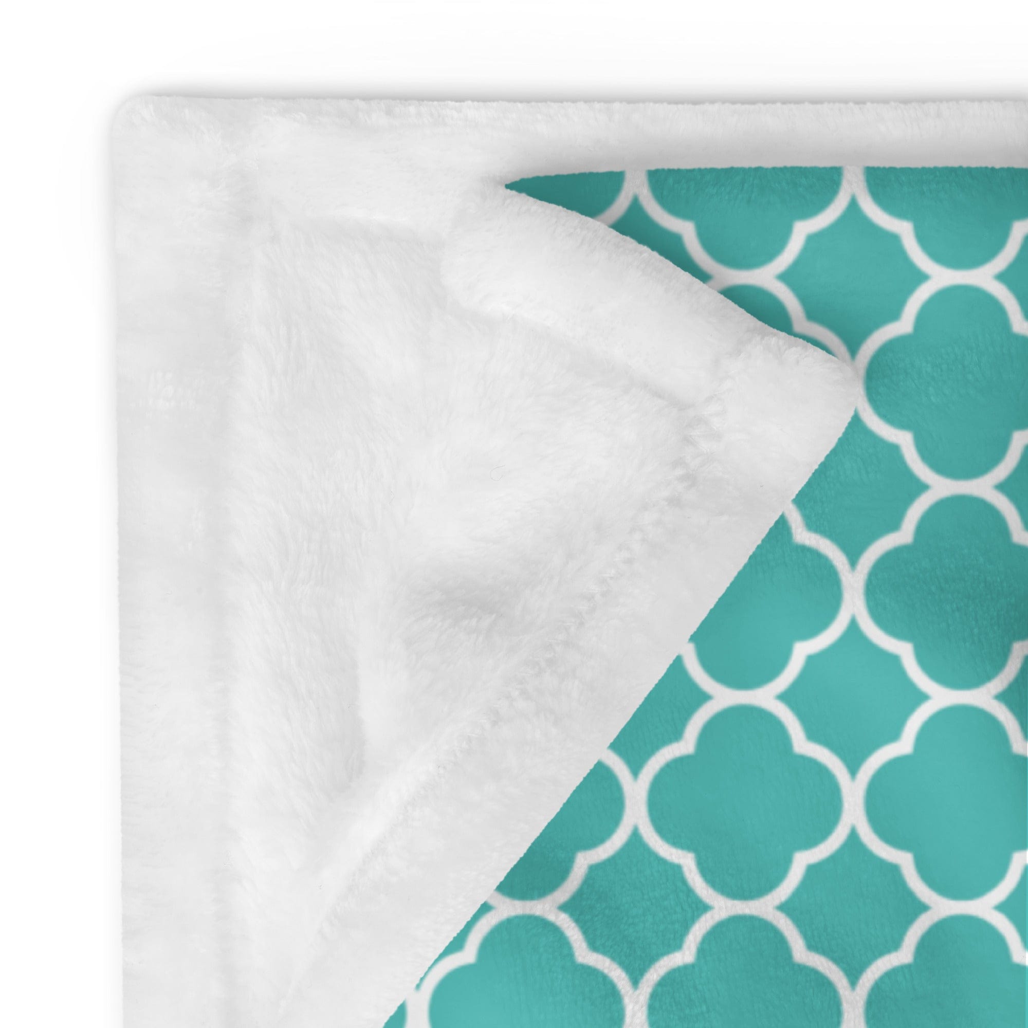 Turquoise Quatrefoil Throw Blanket