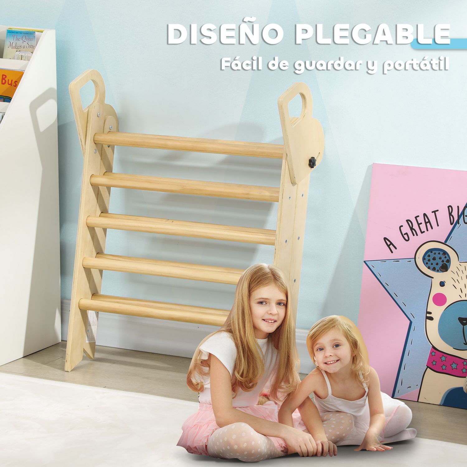 Aiyaplay Natürliches faltbares Kletterdreieck aus Holz