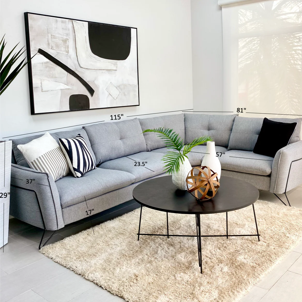 Cami grå hjørnesofa højre side