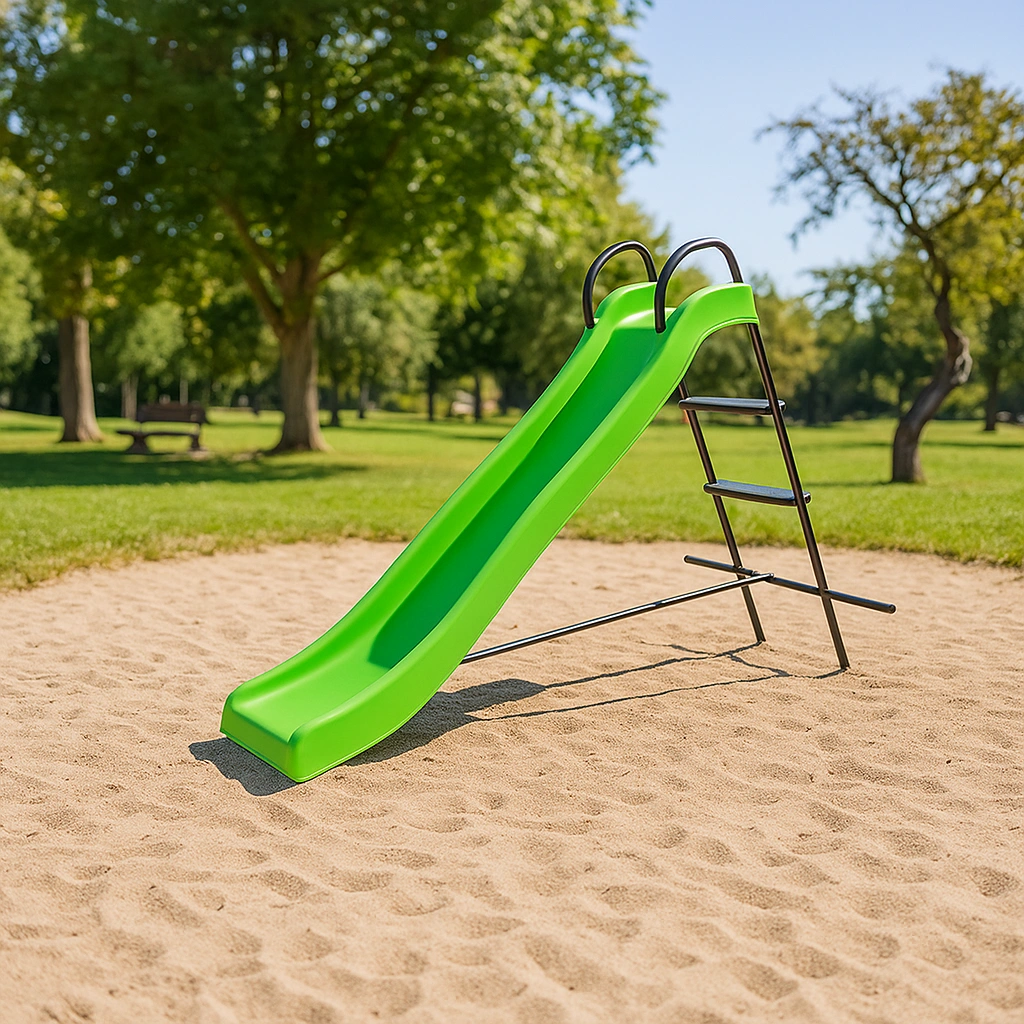Toboggan vert pour enfants, structure métallique 180x80x120cm