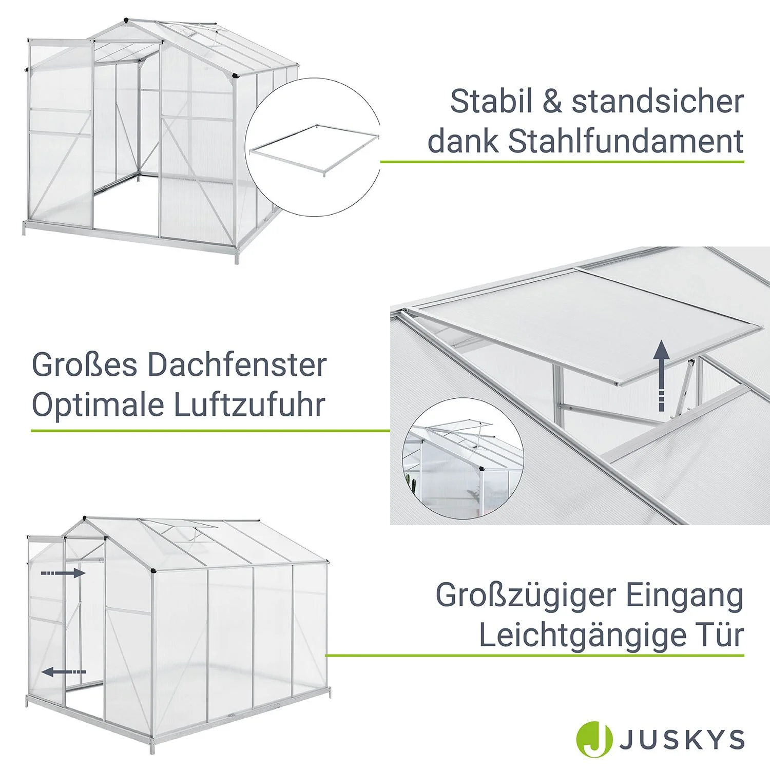 Aluminium-Gartengewächshaus 2025 mit Sockel – Ideal für Obst, Gemüse und als Winterschutz