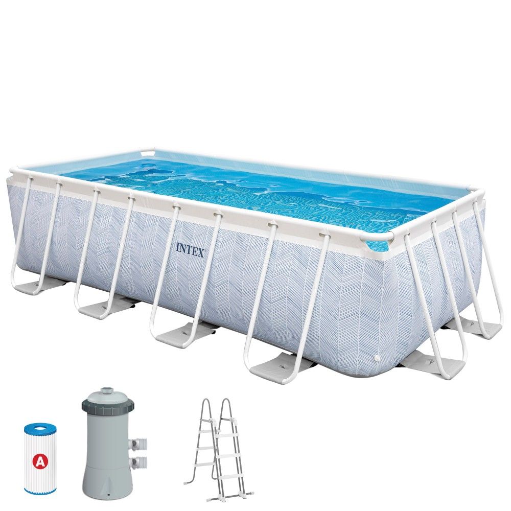 Intex Rechteckiger Chevron Prism Premium Pool mit abnehmbarem Einsatz, 400 x 200 x 100 cm, 6,836 l