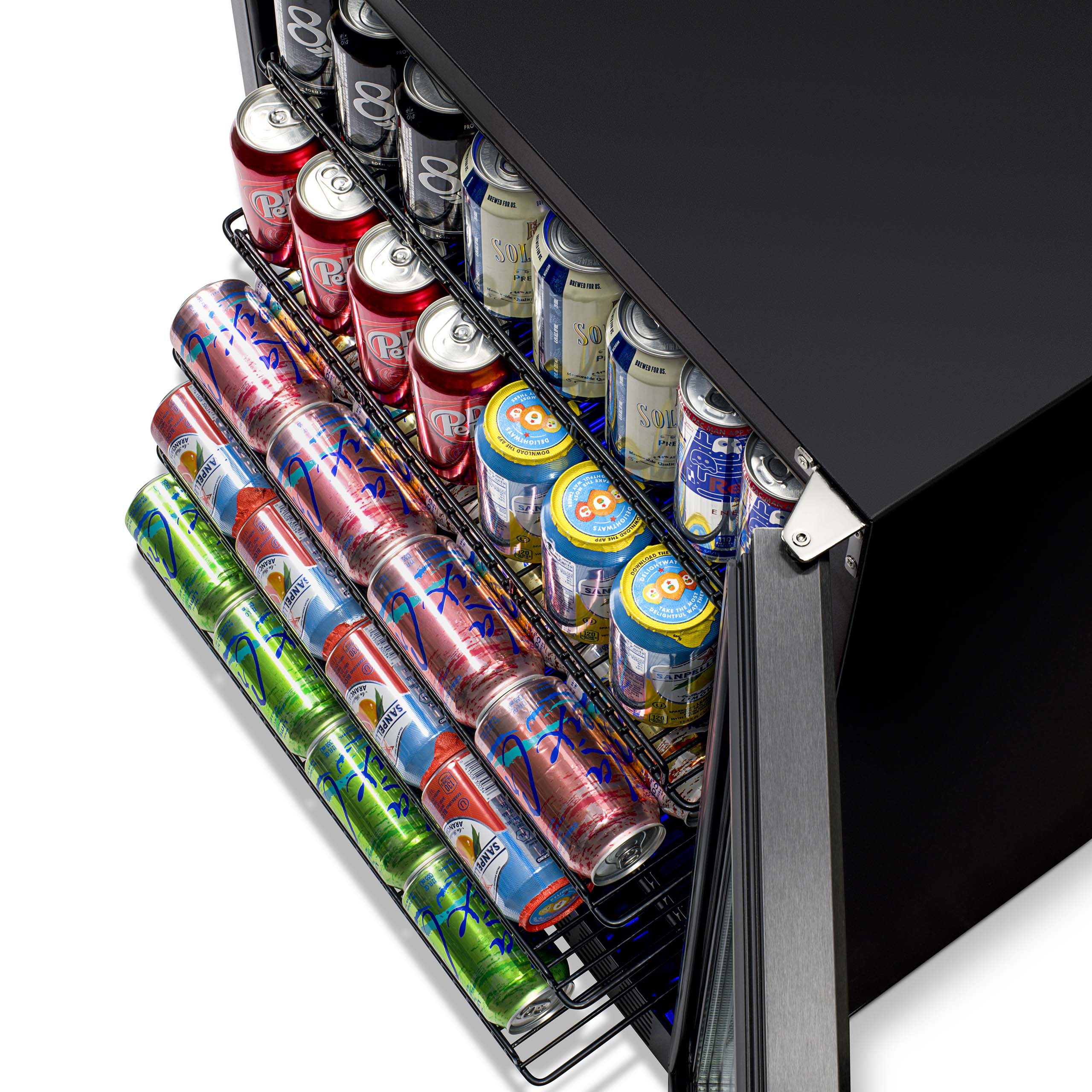 Newair® Einbaukühlschrank (2025) mit 177 Dosen Fassungsvermögen – 24 Zoll – Schwarzer Edelstahl