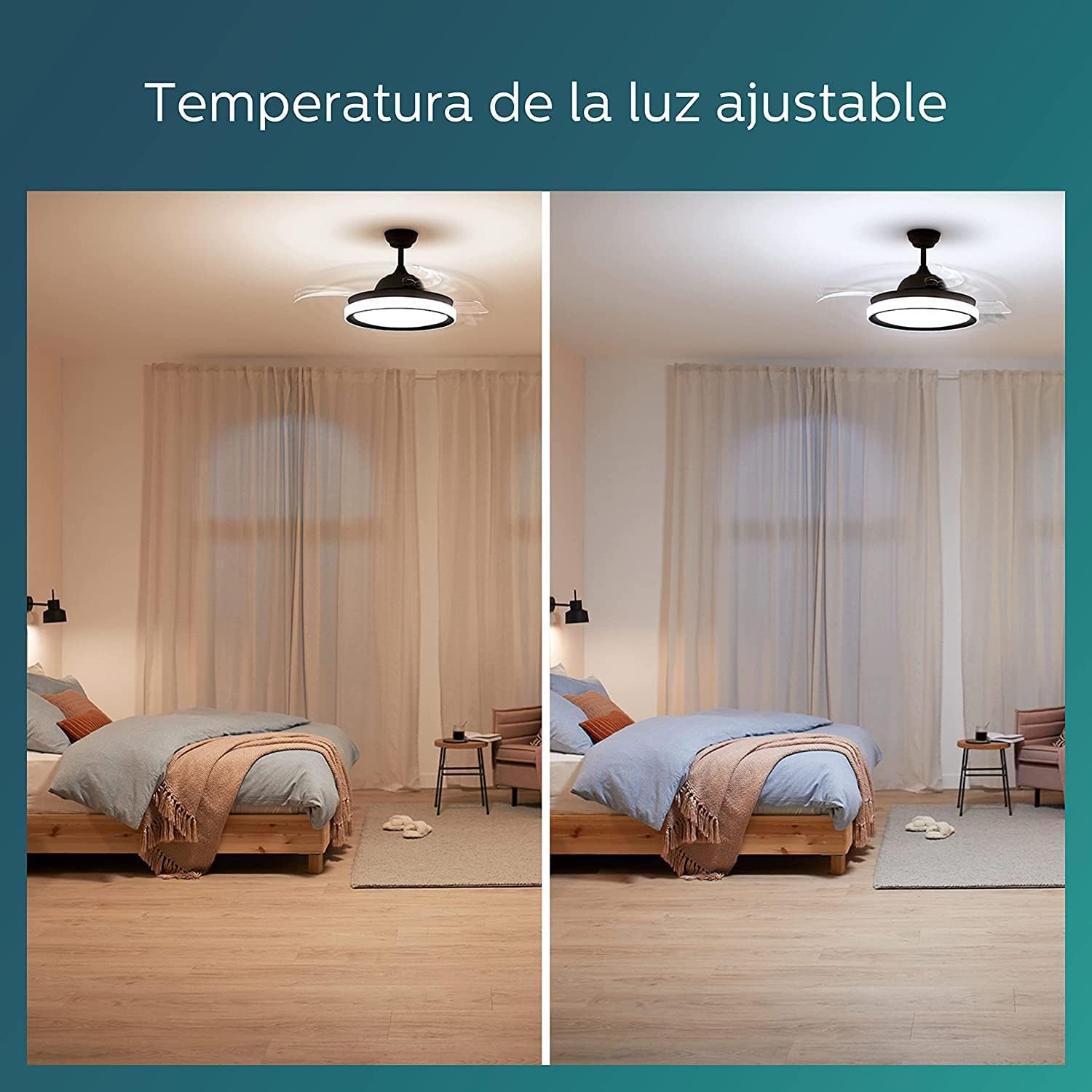Ventilateur de plafond Philips Lighting Atlas avec éclairage LED et télécommande 106 cm Nickel