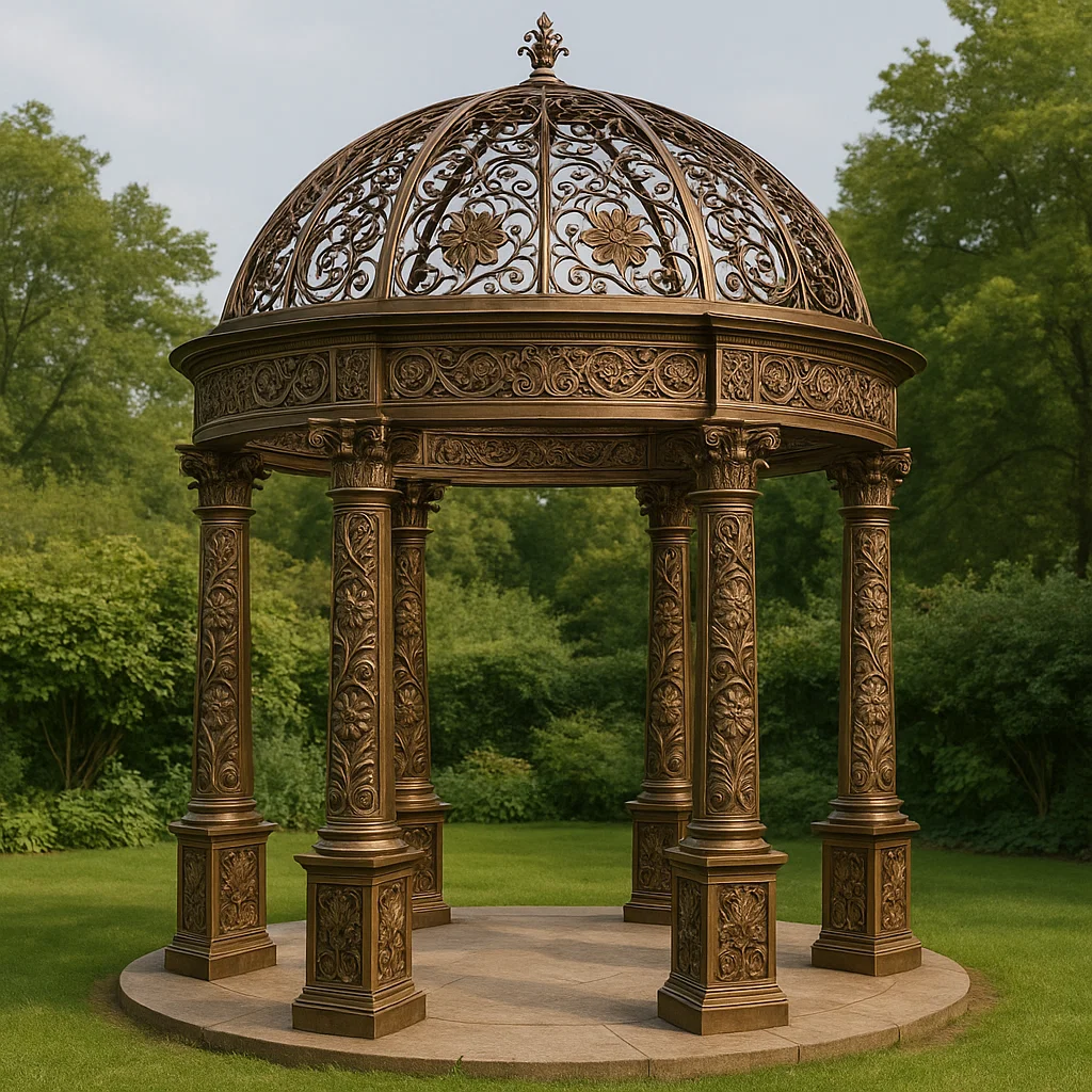 Pergola de jardin en fer forgé - Couleur bronze - pour usage extérieur - 400 cm de long x 250 cm de haut x 400 cm de profondeur rTIDUbp322Bw