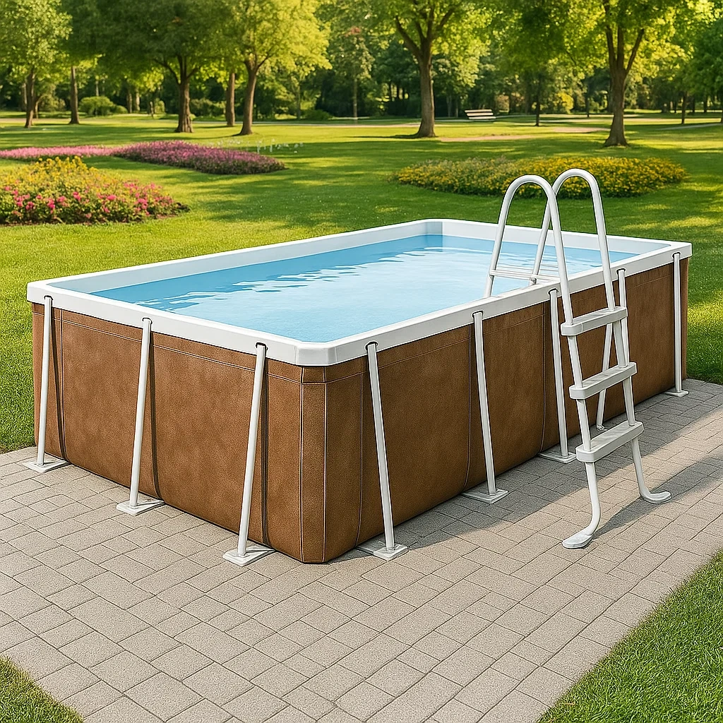 Piscine tubulaire rectangulaire amovible en acier 532 x 265 x 119 cm marron/blanc avec filtre et échelle pmLWXqR199JJ