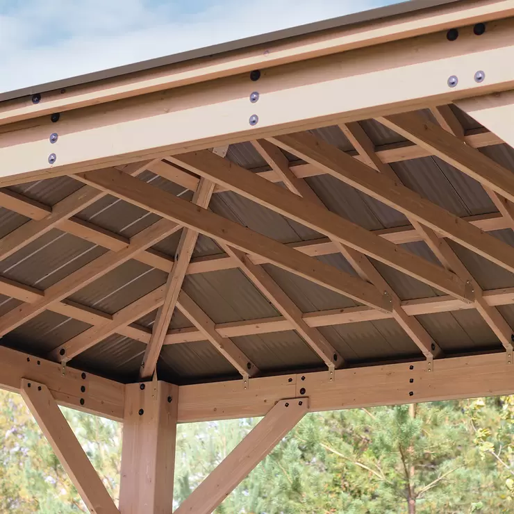 Yardistry Holzpavillon 2025, 3,7 x 4,9 m (12 x 16 Fuß), mit Aluminiumdach