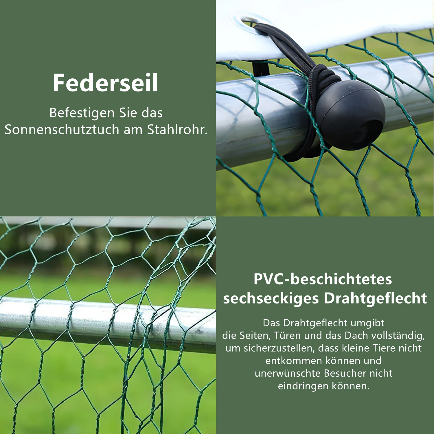 Sonnewelt 2025 Metall-Hühnerstall für den Außenbereich mit Markise – 3 x 4 x 2 m