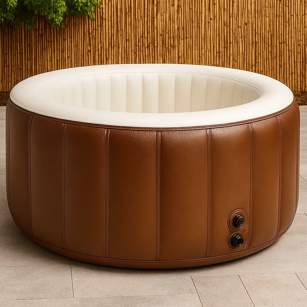 Spa gonflable 196 x 196 x 71 cm, 4 places, rond, marron/blanc hQiCEQe321lM