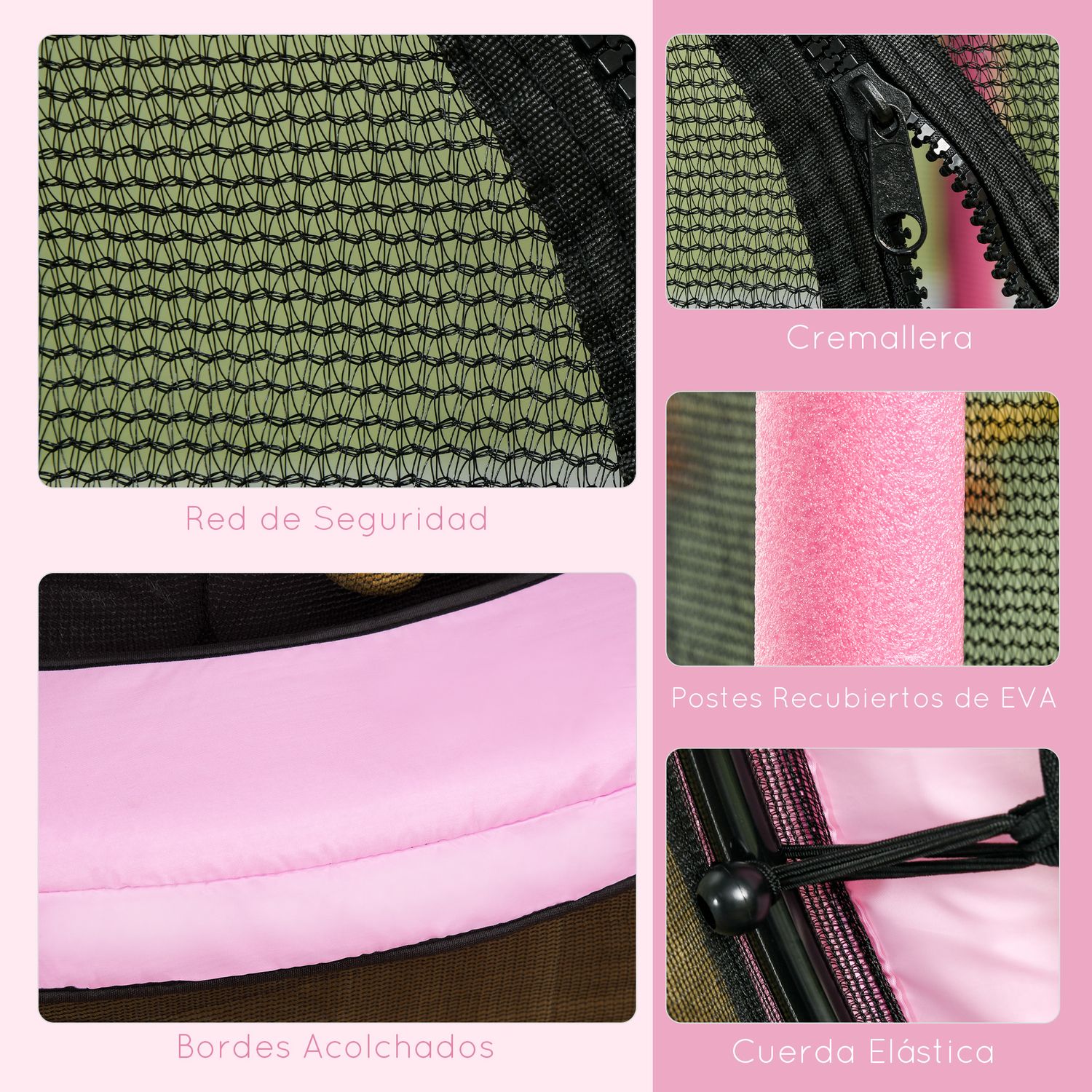 Homcom Kindertrampolin Ø140 cm mit Sicherheitsnetz, Rosa