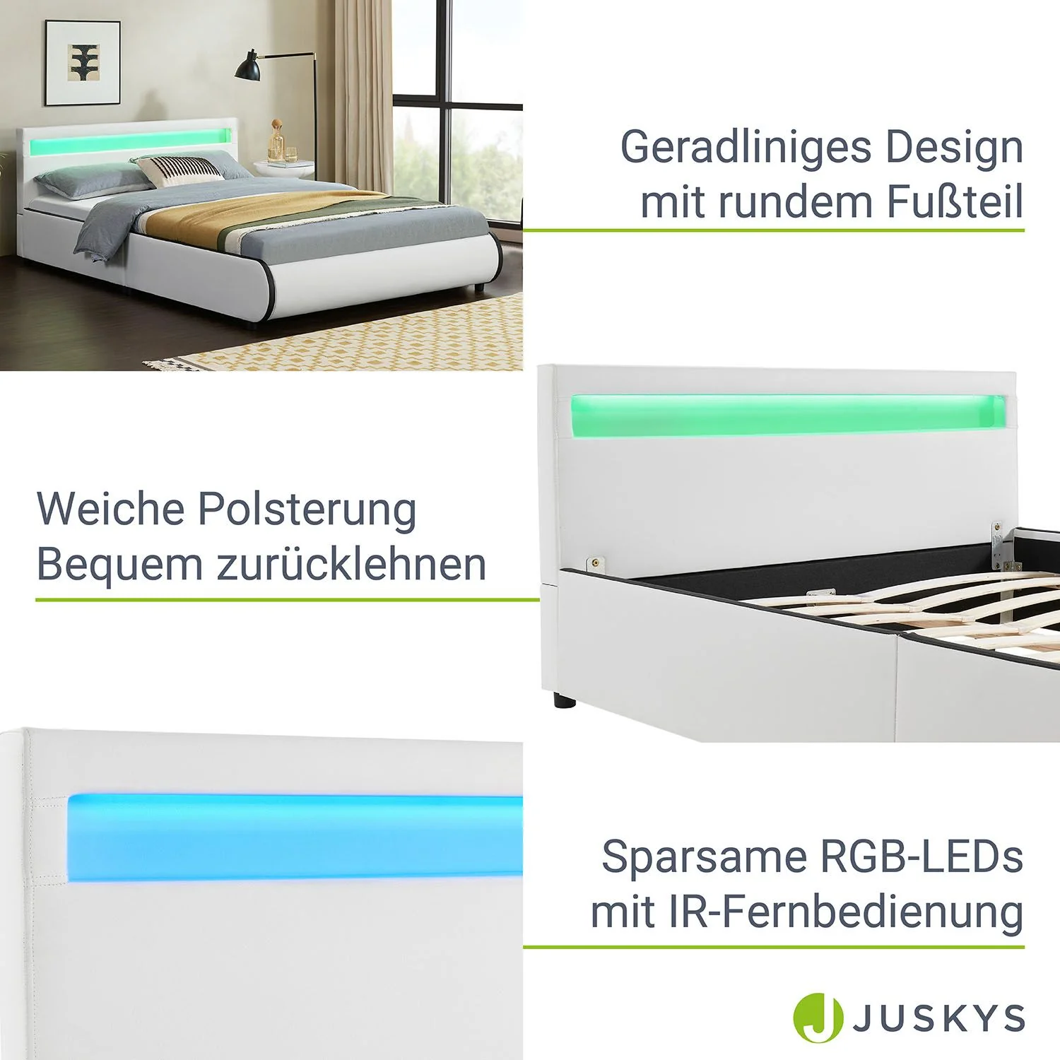 Lit capitonné Séville 2025, 140 x 200 cm, blanc