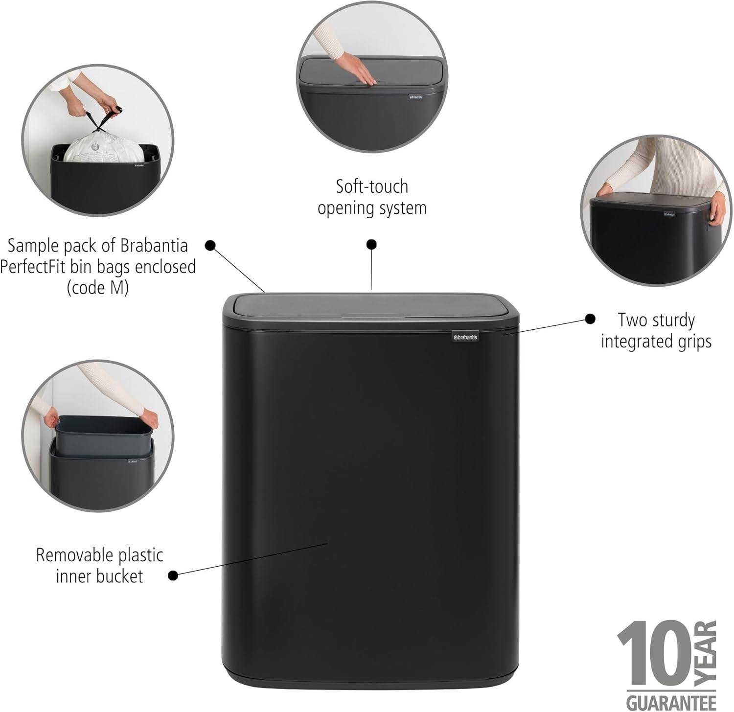 Brabantia Abfalleimer, Stahl matt, Anti-Fingerprint, 2 x 30 l