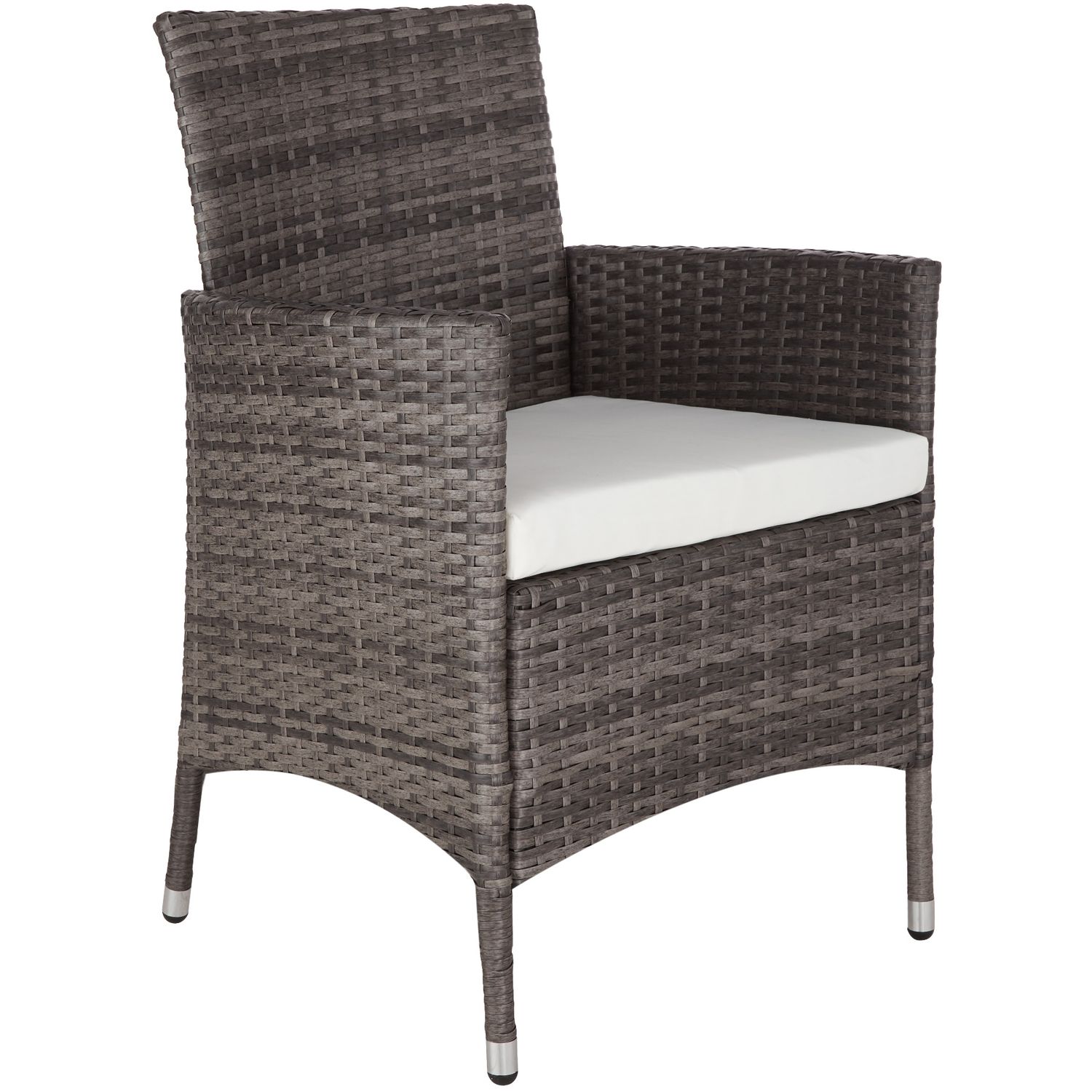 Rattan-Set 6+1 - Grau/Weiß