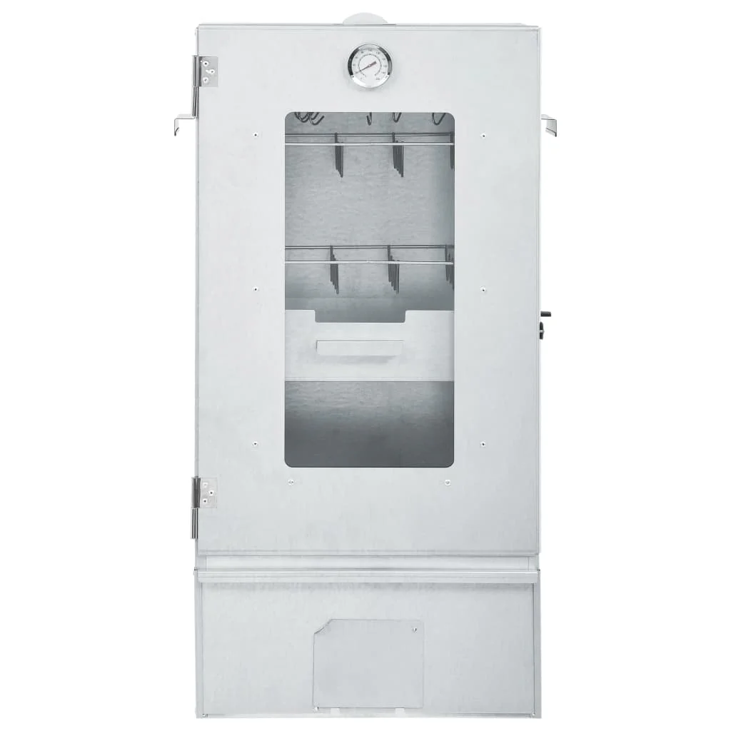 2025 Røgovn med 1 kg savsmuld. 44,5 x 29 x 83 cm. Sølvgalvaniseret stål.