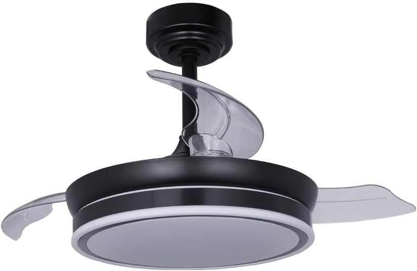 Wonderlamp – Mini ventilateur de plafond LED Pearl avec pales rétractables, moteur CC silencieux, 3 températures de couleur réglables, 46 W, blanc