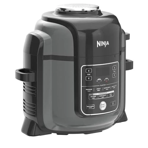 Ninja Multikocher Foodi OP350UK (2025). 9-in-1-Funktion. 6-Liter-Schnellkochtopf und Heißluftfritteuse. Gebürsteter Stahl und Schwarz.