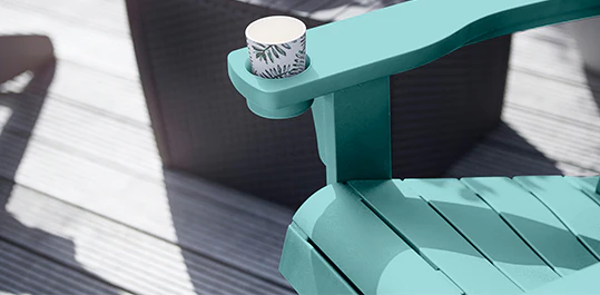 FORSALG 2025: SEPTEMBER – Keter Alpine Adirondack Stol – Blå Aqua Grøn