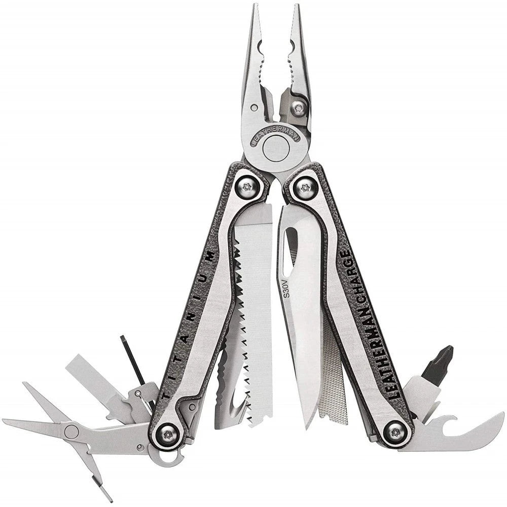 LEATHERMAN Charge Plus TTi Titanium multiværktøj med udskiftelig premium saks og trådklipper, rustfrit stål, fremstillet i USA