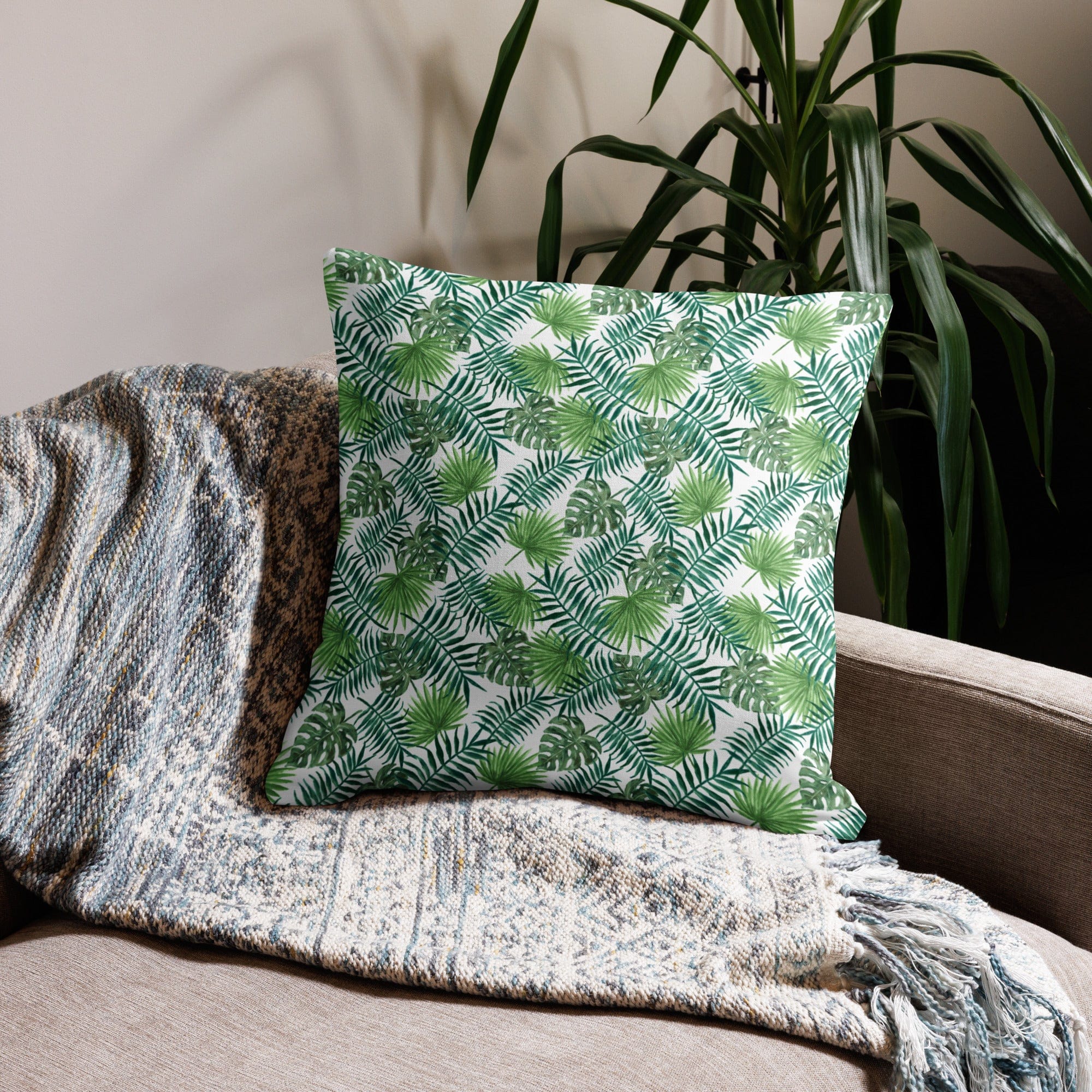 Tropical Leaves Premium Throw Pillow
