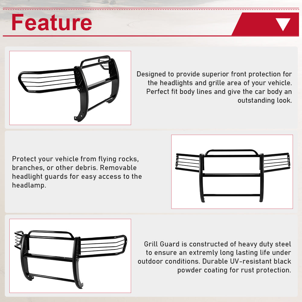 Pare-chocs avant et grille de protection en acier noir Kojem pour Toyota Tundra 2000-2006 et Sequoia 2001-2004