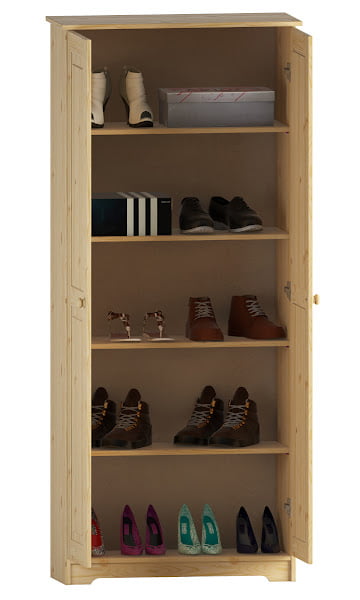 Massivt træ spisekammerskab, fritstående køkkenskab, skab med hylder