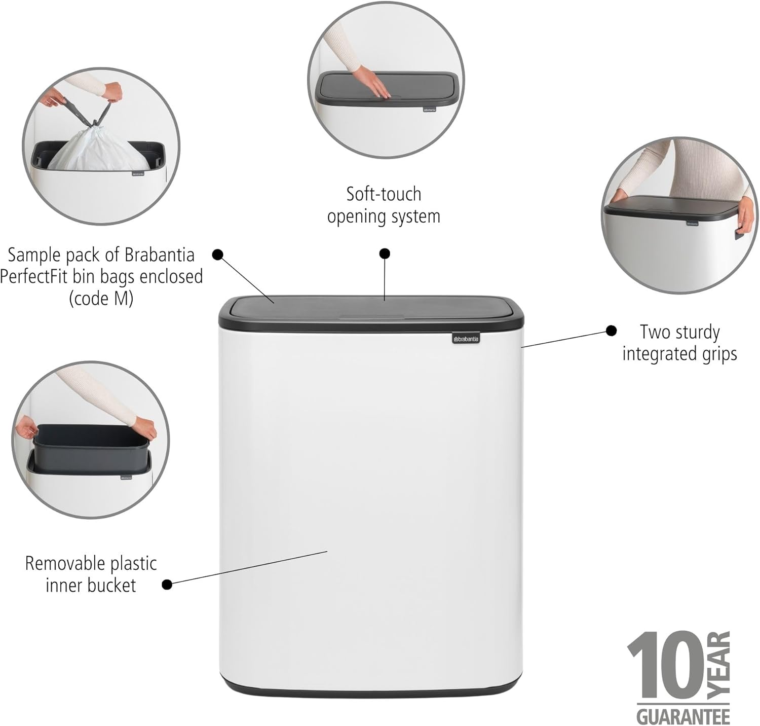 Brabantia Abfalleimer, Stahl matt, Anti-Fingerprint, 2 x 30 l